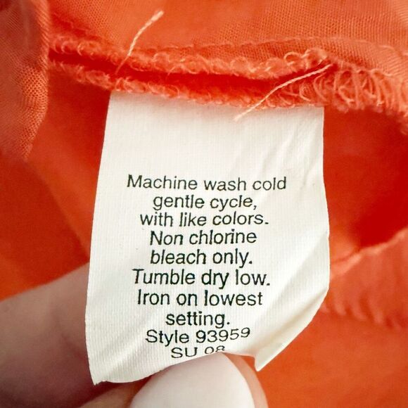 J.CREW | Black Label Orange Silk Blend Ruffle Button Peasant Blouse Silk | 6 - Picture 6 of 7